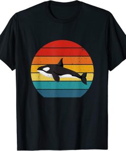 Vintage Retro Orca Design With Sunset Graphic For Orca Lover T-Shirt