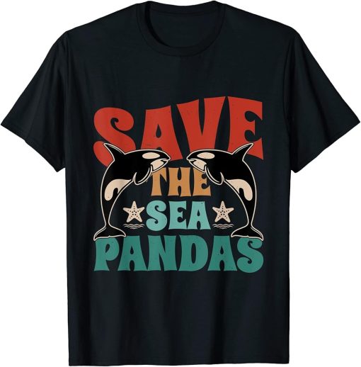 Retro Vintage Style - Save The Sea Pandas - I Love Orca T-Shirt