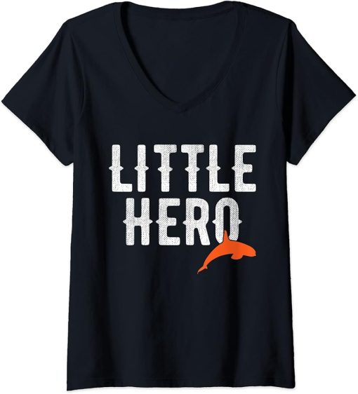 Womens Little Hero - Cute Animal Orca V-Neck T-Shirt