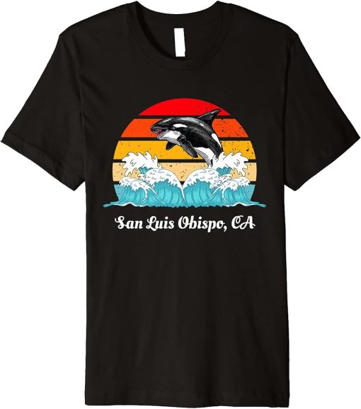 Vintage San Luis Obispo CA Distressed Orca Killer Whale Art Premium T-Shirt